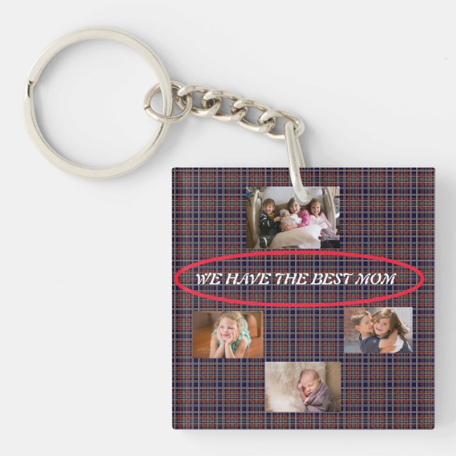 Porte-clefs Montrer L'Amour Pour Maman 4 photos Tartan Plaid (Devant)