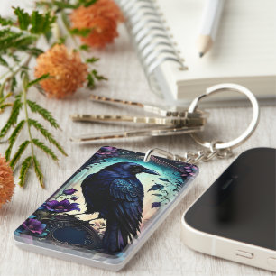 Porte-clefs Moonlit Raven Suite de mariage floral gothique.