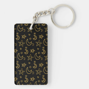 Porte-clefs Moons et étoiles Motif or