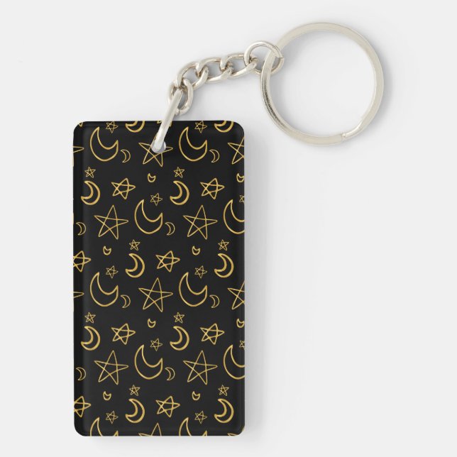 Porte-clefs Moons et étoiles Motif or (Dos)
