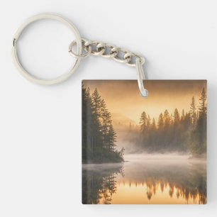 Porte-clefs Morning Mist on River in the Pines