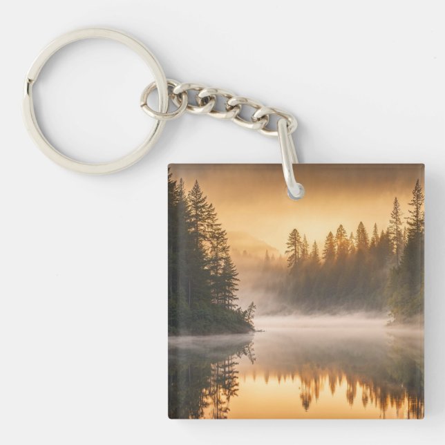 Porte-clefs Morning Mist on River in the Pines (Devant)