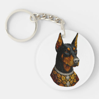 Porte-clefs Mosaïque de luxe en pierres précieuses de Doberman