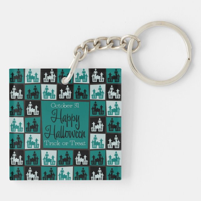 Porte-clefs Mosaïque de maison hantée d'Halloween (Dos)