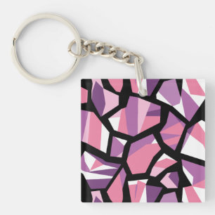 Porte-clefs Mosaïque géométrique vive en rose et violet