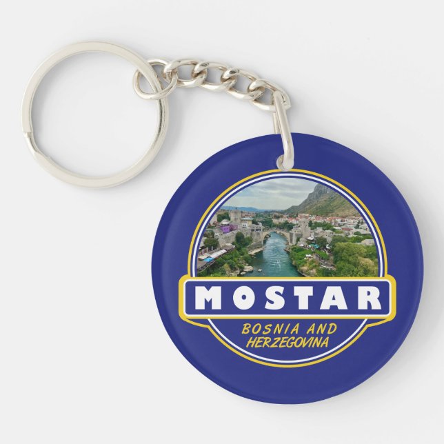 Porte-clefs Mostar Bosnie-Herzégovine Voyage Art Emblem (Devant)
