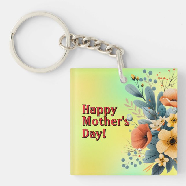 Porte-clefs Mother's Day Boho Flowers Clipart-61983 Keychain (Devant)