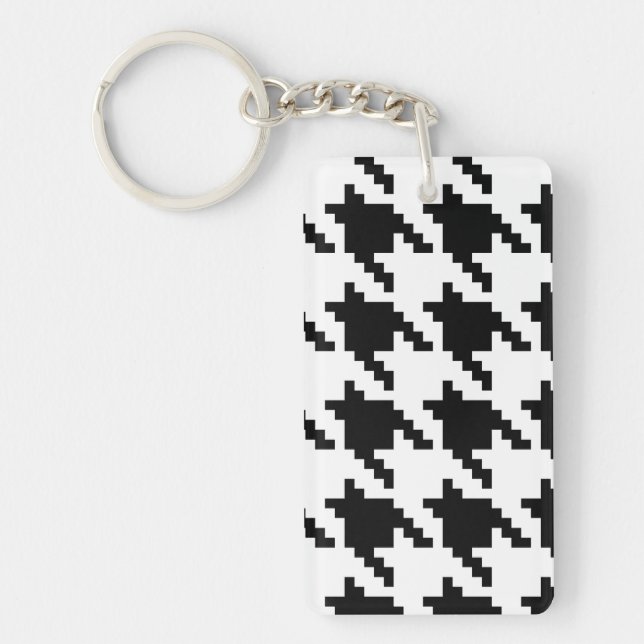 Porte-clefs Motif à carreaux Houndstooth 8 bits en pixels (Devant)
