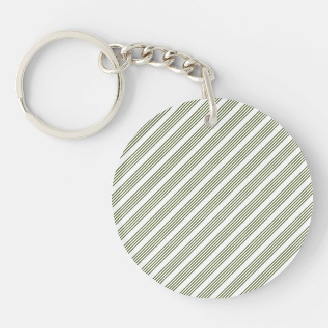 Porte-clefs Motif à cinq bandes vert et blanc olive (Devant)