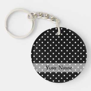Porte-clefs Motif à points de polka noir