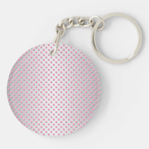 Porte-clefs Motif à pois rose et blanc argenté
