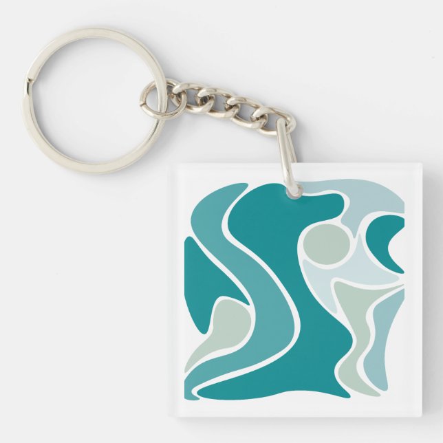 Porte-clefs motif Abstrait dans les tons bleus (Devant)