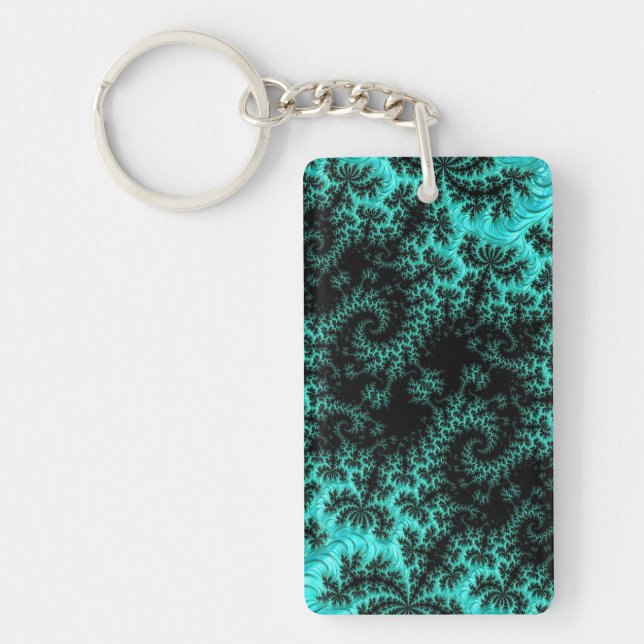 Porte-clefs Motif Abstrait noir vert fractal (Devant)