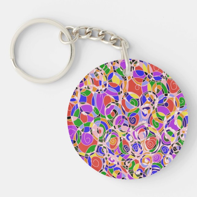 Porte-clefs Motif abstrait pastel  (Devant)