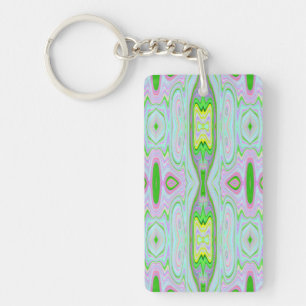 Porte-clefs Motif Abstrait Rétro Rose, Vert Citron et Aqua