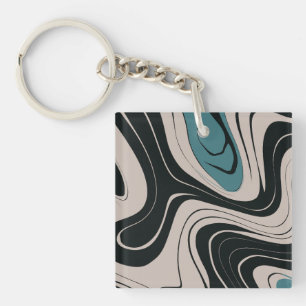 Porte-clefs Motif Abstrait Turquoise et noir