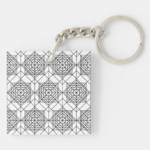 Porte-clefs Motif Abstrait vintage noir et blanc