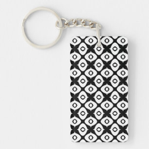 Porte-clefs Motif arabesque symétrique noir et blanc gras