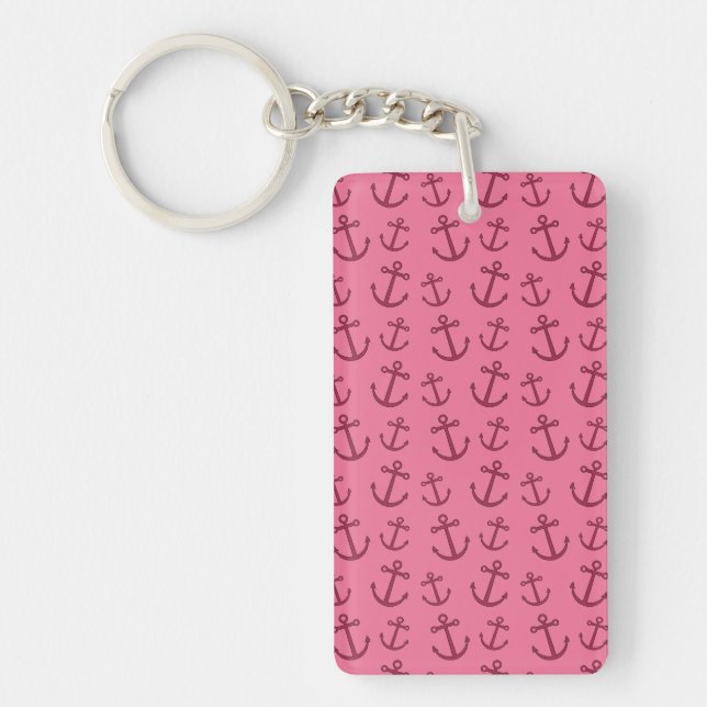 Porte-clefs Motif assez rose d'ancre (Devant)
