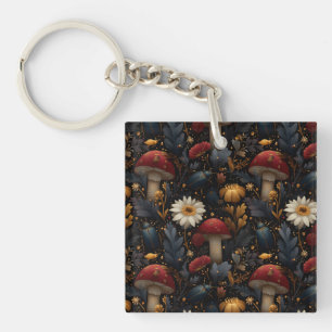 Porte-clefs Motif botanique de champignon et de coléoptère got