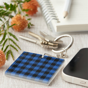 Porte-clefs Motif Buffalo À damiers noir et bleu