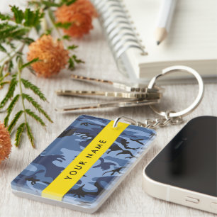 Porte-clefs Motif camouflage bleu marine Personnalisez votre n