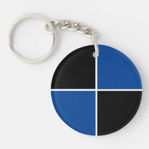 Porte-clefs Motif carré noir et bleu cool