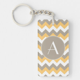 Porte-clefs Motif chevron marron, orange et blanc