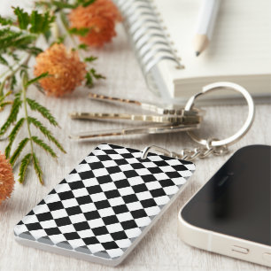 Porte-clefs Motif Chevron Noir et Blanc Uni Élégant