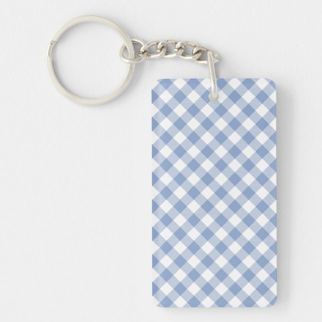 Porte-clefs Motif classique En vichy bleu coché (Devant)