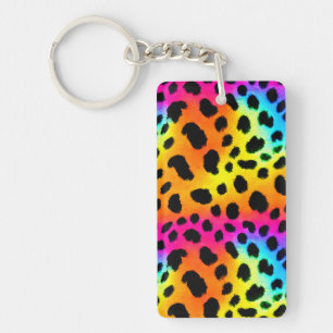 Porte-clefs Motif coloré Rainbow Cheetah sans couture