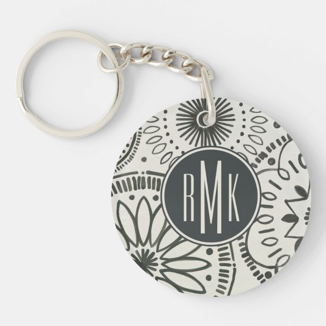 Porte-clefs Motif d'abrégé sur le monogramme | Kami (Devant)