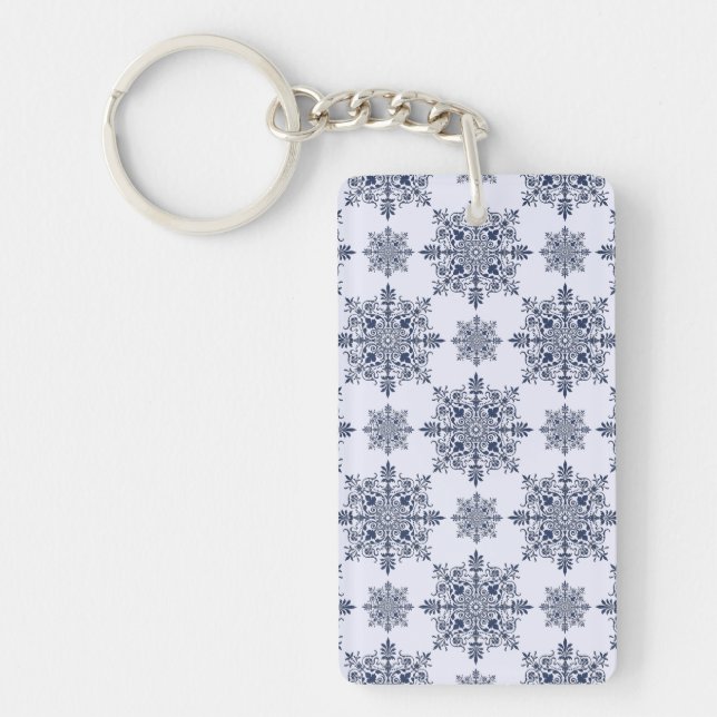 Porte-clefs Motif Damas de flocon bleu (Devant)