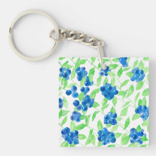 Porte-clefs Motif d'aquarelle Bluberries