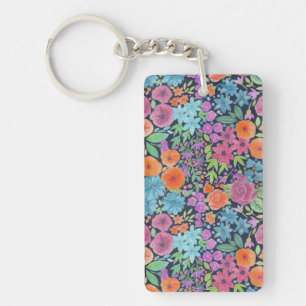 Porte-clefs Motif d'aquarelle florale