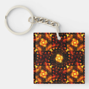Porte-clefs Motif d'art abstrait élégant boho moderne or #506