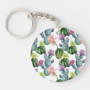 Porte-clefs Motif d'art de cactus d'aquarelle