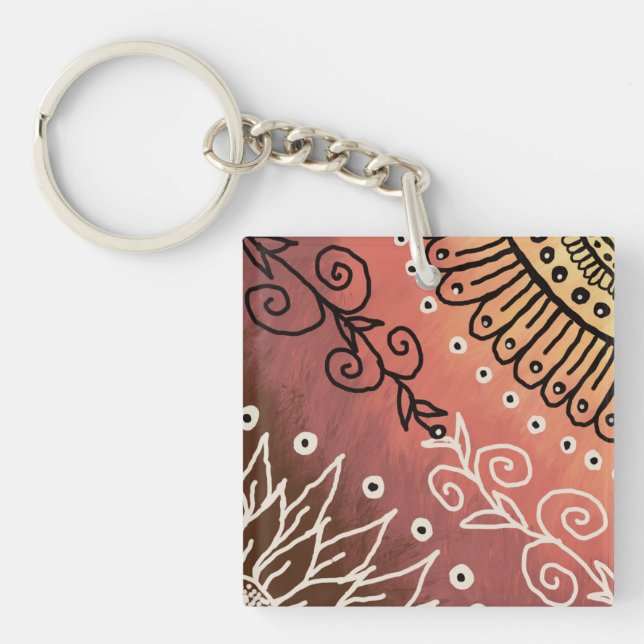 Porte-clefs Motif d'art drôle rouge (Devant)