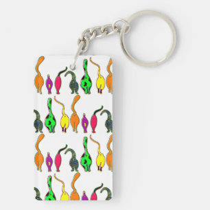 Porte-clefs Motif de boutons de chats colorés