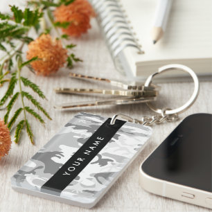 Porte-clefs Motif de camouflage gris neige d'hiver Personnalis