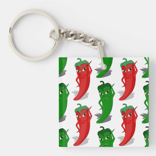 Porte-clefs Motif De Cartoon Rouge Et Vert Pepper Divas (Devant)