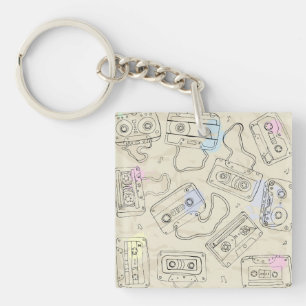 Porte-clefs Motif de cassette mixte nostalgique des années 80