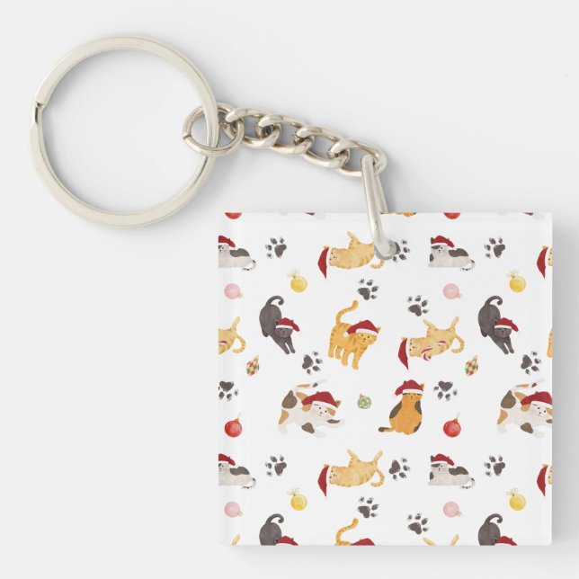Porte-clefs Motif de chat de vacances mignon (Devant)