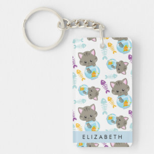 Porte-clefs Motif De Chats, Chats Mignons, Chatons, Votre Nom