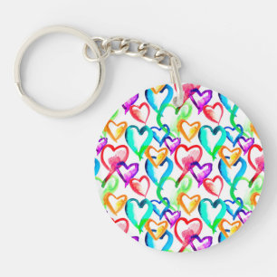 Porte-clefs Motif de coeurs colorés