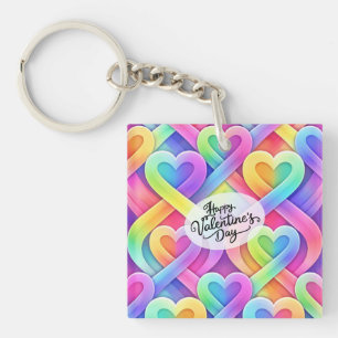 Porte-clefs Motif de cœurs modernes colorés pour la Saint-Vale