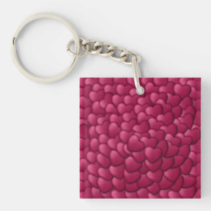 Porte-clefs Motif de cœurs rouges 3D romantiques-32322