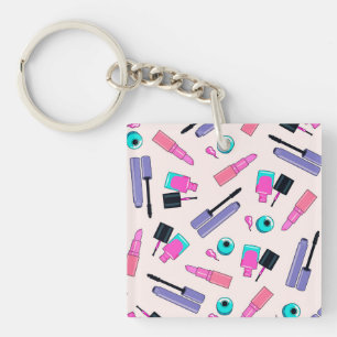 Porte-clefs Motif de cosmétiques rose et violet