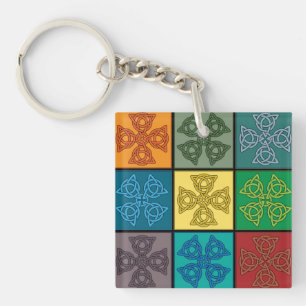 Porte-clefs Motif de croix en nœud celtique Pop Art