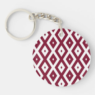 Porte-clefs Motif de diamants de Bourgogne et blanc